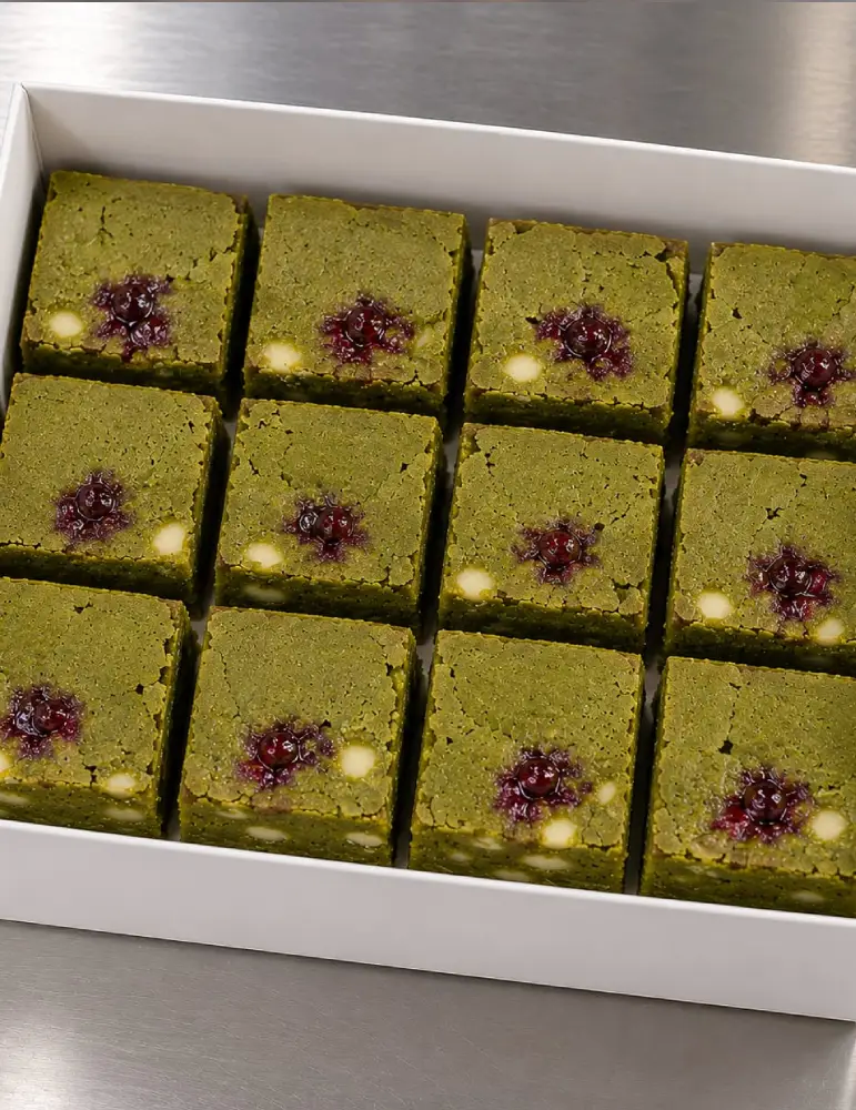 Blondie de Té Matcha | Lily's Cake Málaga